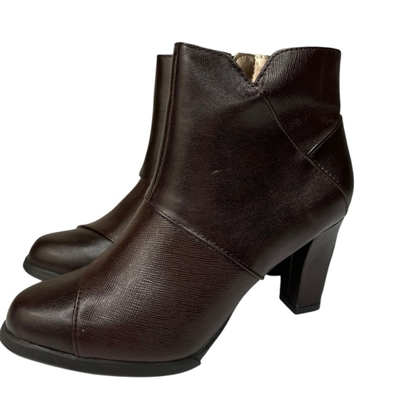 New Life Stride Like Me Memory Foam Flex Brown 3” Comfort Heeled Ankle Boots 6.5 - Picture 1 of 16